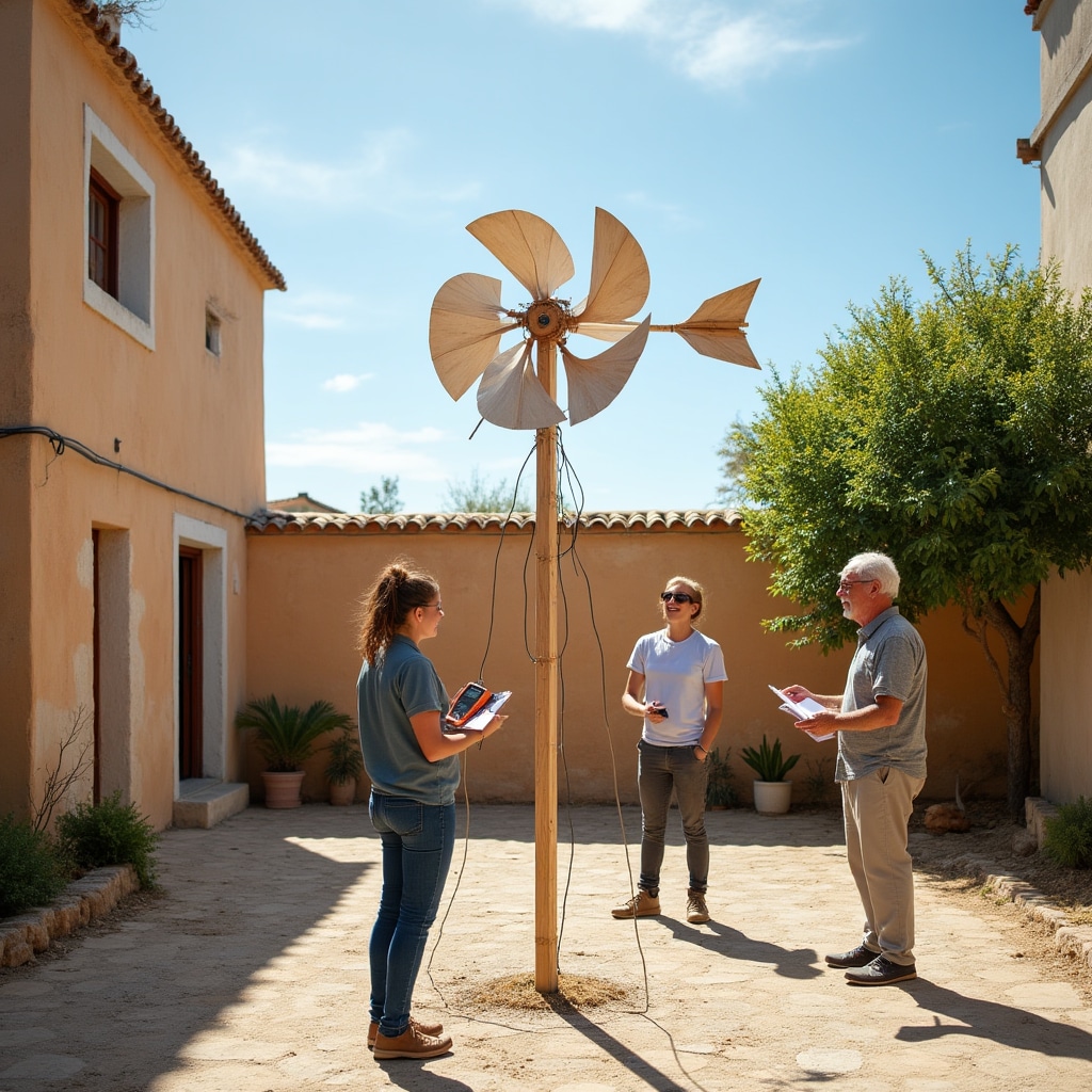 Zona de trabajo exterior del taller para pruebas de molinos